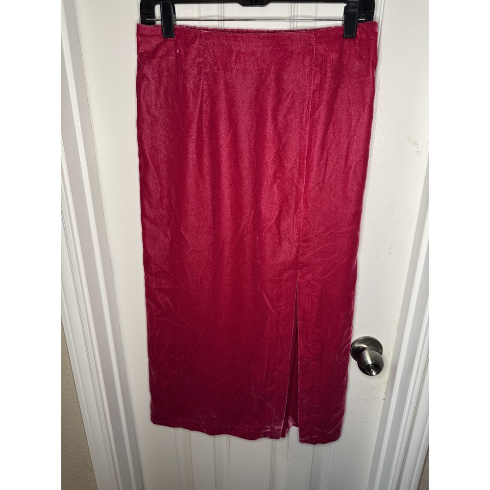 Rachel Zoe Solid Pink Slit Velvet Skirt Womens Size Small